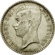 Belgium 20 Francs (French Legend) KM# 103.1 ALBERT ROI DES BELGES DEVREESE coin obverse Belgium 20 Francs (French Legend) KM# 103.1 ALBERT ROI DES BELGES DEVREESE coin obverse