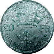 Belgium 20 Francs Leopold III 1934 KM# 105 ROYAUME DE BELGIQUE 20 FR KONINKRIJK BELGIË coin reverse Belgium 20 Francs Leopold III 1934 KM# 105 ROYAUME DE BELGIQUE 20 FR KONINKRIJK BELGIË coin reverse