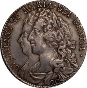 UK 20 Shillings William & Mary 1693 KM# 135 GVLIELMVS · ET · MARIA · DEI · GRATIA · coin obverse