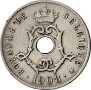Belgium 25 Centimes 1908 KM# 62 Decimal Coinage ROYAUME DE BELGIQUE 1908 coin obverse Belgium 25 Centimes 1908 KM# 62 Decimal Coinage ROYAUME DE BELGIQUE 1908 coin obverse
