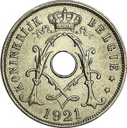 Belgium 25 Centimes Albert I Crowned Monogram 1921 KM# 69 KONINKRIJK BELGIË 1921 coin obverse Belgium 25 Centimes Albert I Crowned Monogram 1921 KM# 69 KONINKRIJK BELGIË 1921 coin obverse