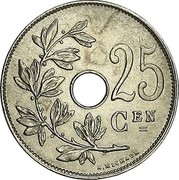 Belgium 25 Centimes Albert I Crowned Monogram 1921 KM# 69 25 CEN A.MICHAUX coin reverse Belgium 25 Centimes Albert I Crowned Monogram 1921 KM# 69 25 CEN A.MICHAUX coin reverse