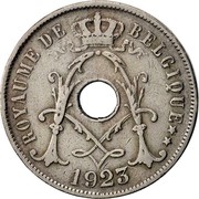 Belgium 25 Centimes Albert I Crowned Monogram 1923 KM# 68.1 ROYAUME DE BELGIQUE 1927 coin obverse Belgium 25 Centimes Albert I Crowned Monogram 1923 KM# 68.1 ROYAUME DE BELGIQUE 1927 coin obverse