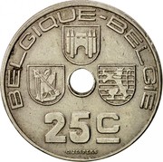 Belgium 25 Centimes 1939 KM# 114.2 Decimal Coinage BELGIQUE BELGIE 25C O.JESPERS coin obverse Belgium 25 Centimes 1939 KM# 114.2 Decimal Coinage BELGIQUE BELGIE 25C O.JESPERS coin obverse