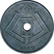 Belgium 25 Centimes 1946 KM# 131 Decimal Coinage 1946 coin reverse Belgium 25 Centimes 1946 KM# 131 Decimal Coinage 1946 coin reverse