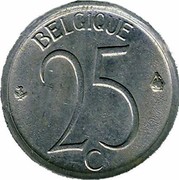 Belgium 25 Centimes 1964 KM# 153.2 Decimal Coinage BELGIE 25 C coin reverse Belgium 25 Centimes 1964 KM# 153.2 Decimal Coinage BELGIE 25 C coin reverse