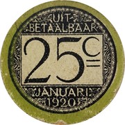 Belgium 25 Centimes Stad Gent 1920  UIT BETAALBAAR 25 C JANUARI 1920 coin reverse Belgium 25 Centimes Stad Gent 1920  UIT BETAALBAAR 25 C JANUARI 1920 coin reverse
