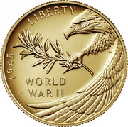 USA 25 Dollars End of World War II 75th Anniversary 2020 W Proof 1945 LIBERTY WORLD WAR II coin obverse USA 25 Dollars End of World War II 75th Anniversary 2020 W Proof 1945 LIBERTY WORLD WAR II coin obverse