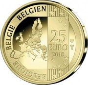 Belgium 25 Euro 110th anniversary of the Death of Hugo Claus 2018 ☤+shield BELGIQUE BELGIE BELGIEN 25 EURO 2018 coin reverse Belgium 25 Euro 110th anniversary of the Death of Hugo Claus 2018 ☤+shield BELGIQUE BELGIE BELGIEN 25 EURO 2018 coin reverse