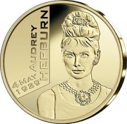 Belgium 25 Euro 90th Birthday of Audrey Hepburn 2019 Proof AUDREY HEPBURN 4 MAY 1929 coin obverse Belgium 25 Euro 90th Birthday of Audrey Hepburn 2019 Proof AUDREY HEPBURN 4 MAY 1929 coin obverse