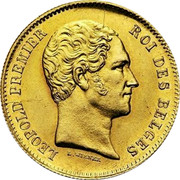 Belgium 25 Francs Leopold I 1849 KM# 13.1 LEOPOLD PREMIER ROI DES BELGES L. WIENER coin obverse Belgium 25 Francs Leopold I 1849 KM# 13.1 LEOPOLD PREMIER ROI DES BELGES L. WIENER coin obverse