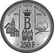 Belgium 250 Francs 20th Anniversary of the King Baudouin Foundation 1996 KM# 202 FVNDATIO REGIS BALDVINI 1976 1996 B J. P. M. 250 F Q P coin reverse Belgium 250 Francs 20th Anniversary of the King Baudouin Foundation 1996 KM# 202 FVNDATIO REGIS BALDVINI 1976 1996 B J. P. M. 250 F Q P coin reverse