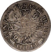 UK 4 Merks 1674 KM# 104.3 Scotland MAG BR FRA ET HIB REX 1674 coin reverse UK 4 Merks 1674 KM# 104.3 Scotland MAG BR FRA ET HIB REX 1674 coin reverse