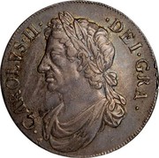 UK 4 Merks Charles II 1682 KM# 113 · CAROLVS · II · · DEI · GRA · coin obverse UK 4 Merks Charles II 1682 KM# 113 · CAROLVS · II · · DEI · GRA · coin obverse