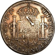 UK 4 Shillings 6 Pence Scotland Countermark ND (1811) Host Date 1820 KM# CC100 HISPAN ET IND REX M 8R I I coin reverse UK 4 Shillings 6 Pence Scotland Countermark ND (1811) Host Date 1820 KM# CC100 HISPAN ET IND REX M 8R I I coin reverse