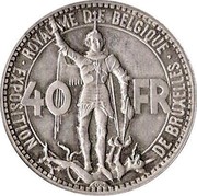 Belgium 40 Francs Brussels Expositiol. Pattern 1935 (fr) Rare KM# Pn350 ROYAUME DE BELGIQUE EXPOSITION DE BRUXELLES 40 FR coin reverse Belgium 40 Francs Brussels Expositiol. Pattern 1935 (fr) Rare KM# Pn350 ROYAUME DE BELGIQUE EXPOSITION DE BRUXELLES 40 FR coin reverse