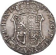 UK 40 Shillings James VI 1687 KM# 122 · MAG · BRIT · FRA · ET · HIB · REX · coin reverse UK 40 Shillings James VI 1687 KM# 122 · MAG · BRIT · FRA · ET · HIB · REX · coin reverse