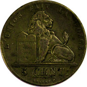 Belgium 5 Centimes 1834 Requires Con firmation KM# 5.1a Decimal Coinage L'UNION FAIT LA FORCE CONSTITUTION BELGE 1831 5 CENTS BRAEMT F. coin reverse Belgium 5 Centimes 1834 Requires Con firmation KM# 5.1a Decimal Coinage L'UNION FAIT LA FORCE CONSTITUTION BELGE 1831 5 CENTS BRAEMT F. coin reverse