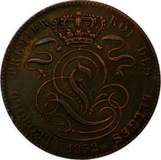 Belgium 5 Centimes 1852 KM# 5.2 Decimal Coinage LEOPOLD PREMIER ROI DES BELGES 1852 coin obverse Belgium 5 Centimes 1852 KM# 5.2 Decimal Coinage LEOPOLD PREMIER ROI DES BELGES 1852 coin obverse
