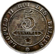 Belgium 5 Centimes 1901 KM# 44 Decimal Coinage LEOPOLD II ROI DES BELGES 5 CENTIMES coin reverse Belgium 5 Centimes 1901 KM# 44 Decimal Coinage LEOPOLD II ROI DES BELGES 5 CENTIMES coin reverse