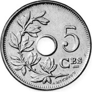 Belgium 5 Centimes 1902 KM# 46 Decimal Coinage 5 CES A. MICHAUX coin reverse Belgium 5 Centimes 1902 KM# 46 Decimal Coinage 5 CES A. MICHAUX coin reverse
