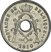 Belgium 5 Centimes 1910 KM# 66 Decimal Coinage ROYAUME DE BELGIQUE 1910 coin obverse Belgium 5 Centimes 1910 KM# 66 Decimal Coinage ROYAUME DE BELGIQUE 1910 coin obverse