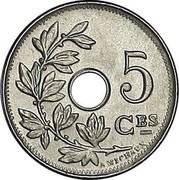 Belgium 5 Centimes 1910 KM# 66 Decimal Coinage 5 CES A. MICHAUX coin reverse Belgium 5 Centimes 1910 KM# 66 Decimal Coinage 5 CES A. MICHAUX coin reverse
