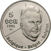 Belgium 5 ECU 50th Anniversary of United Nations 1995 (qp) Proof KM# 200 BELGIQUE BELGIE BELGIEN 5 ECU 1995 QP coin obverse Belgium 5 ECU 50th Anniversary of United Nations 1995 (qp) Proof KM# 200 BELGIQUE BELGIE BELGIEN 5 ECU 1995 QP coin obverse