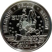 Belgium 5 Euro 175 Years of Belgian Railways 2010 Proof KM# 303 BELGIQUE BELGIE BELGIEN 5 EURO 2010 LL coin obverse