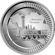 Belgium 5 Euro 185th Anniversary of the First Train Line on European Mainland 2020 ☤ FIRST TRAIN ON EUROPEAN MAINLAND 1835 2020 MECHELEN BRUSSELS coin obverse Belgium 5 Euro 185th Anniversary of the First Train Line on European Mainland 2020 ☤ FIRST TRAIN ON EUROPEAN MAINLAND 1835 2020 MECHELEN BRUSSELS coin obverse