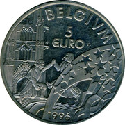 Belgium 5 Euro 1996 UNC Country Standart Coinage BELGIUM 5 EURO coin reverse Belgium 5 Euro 1996 UNC Country Standart Coinage BELGIUM 5 EURO coin reverse