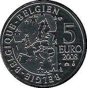 Belgium 5 Euro 50 Years of the Smurfs - Les Schtroumpfs 2008 Proof KM# 270 BELGIE BELGIQUE BELGIEN 5 EURO 2008 LL coin obverse Belgium 5 Euro 50 Years of the Smurfs - Les Schtroumpfs 2008 Proof KM# 270 BELGIE BELGIQUE BELGIEN 5 EURO 2008 LL coin obverse