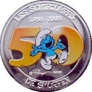 Belgium 5 Euro 50 Years of the Smurfs - Les Schtroumpfs 2008 Proof KM# 270a LES SCHTROUMPFS 1958 - 2008 PEYO 2008 DE SMURFEN coin reverse Belgium 5 Euro 50 Years of the Smurfs - Les Schtroumpfs 2008 Proof KM# 270a LES SCHTROUMPFS 1958 - 2008 PEYO 2008 DE SMURFEN coin reverse