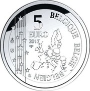 Belgium 5 Euro 50th Anniversary of the First Heart Transplant 2017 Proof 5 EURO 2017 BELGIQUE BELGIE BELGIEM Q P coin obverse