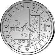 Belgium 5 Euro 75th Anniversary of Comic Strip Spirou. Colored 2013 KM# 327a 5 EURO 2013 BELGIQUE BELGIE BELGIEN Q P LL coin obverse