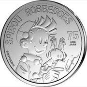 Belgium 5 Euro 75th Anniversary of Spirou Robbedoes 2013 Proof KM# 327 SPIROU ROBBEDOES 75 ANS JAAR © DUPUIS.2013 FRANQUIN coin reverse