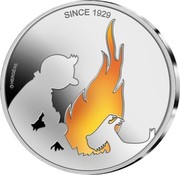 Belgium 5 Euro 90 Years of the Adventures of Tintin. Coloured 2019 SINCE 1929 HERGE/ML coin obverse Belgium 5 Euro 90 Years of the Adventures of Tintin. Coloured 2019 SINCE 1929 HERGE/ML coin obverse