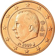Belgium 5 Euro Cent (Albert II - 2nd type - 1st portrait) KM# 297 A II BE 2009 coin obverse Belgium 5 Euro Cent (Albert II - 2nd type - 1st portrait) KM# 297 A II BE 2009 coin obverse