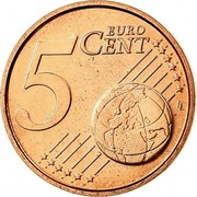Belgium 5 Euro Cent Albert II - 2nd type - 2nd portrait 2008 Proof KM# 276 5 EURO CENT LL coin reverse Belgium 5 Euro Cent Albert II - 2nd type - 2nd portrait 2008 Proof KM# 276 5 EURO CENT LL coin reverse