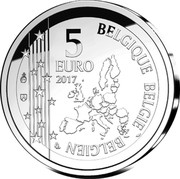 Belgium 5 Euro Gaston Lagaffe 2017 Proof 5 EURO 2017 BELGIQUE BELGIE BELGIEN LL coin obverse Belgium 5 Euro Gaston Lagaffe 2017 Proof 5 EURO 2017 BELGIQUE BELGIE BELGIEN LL coin obverse