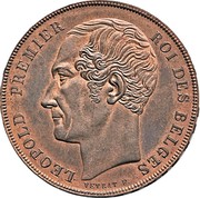 Belgium 5 Franc Leopold I. Pattern 1847  LEOPOLD PREMIER ROI DES BELGES VEYRAT F. coin obverse Belgium 5 Franc Leopold I. Pattern 1847  LEOPOLD PREMIER ROI DES BELGES VEYRAT F. coin obverse