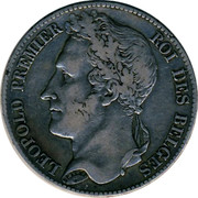 Belgium 5 Francs Leopold I 1848 KM# 3.2 BRAEMT F. LEOPOLD PREMIER ROI DES BELGES coin obverse Belgium 5 Francs Leopold I 1848 KM# 3.2 BRAEMT F. LEOPOLD PREMIER ROI DES BELGES coin obverse