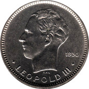Belgium 5 Francs Leopold III. Dutch Text 1936 KM# 109.1 1936 RAU LEOPOLD III coin obverse Belgium 5 Francs Leopold III. Dutch Text 1936 KM# 109.1 1936 RAU LEOPOLD III coin obverse