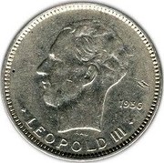 Belgium 5 Francs 1936 KM# 108 Decimal Coinage 1936 RAU LEOPOLD III coin obverse Belgium 5 Francs 1936 KM# 108 Decimal Coinage 1936 RAU LEOPOLD III coin obverse