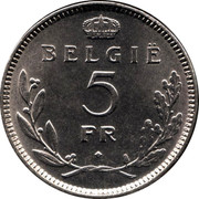 Belgium 5 Francs Leopold III. Dutch Text 1936 KM# 109.1 5 FR BELGIË coin reverse Belgium 5 Francs Leopold III. Dutch Text 1936 KM# 109.1 5 FR BELGIË coin reverse