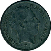 Belgium 5 Francs French Legend 1941 KM# 129.1 LEOPOLD III RAU ROI DES BELGES coin obverse Belgium 5 Francs French Legend 1941 KM# 129.1 LEOPOLD III RAU ROI DES BELGES coin obverse