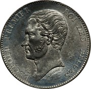 Belgium 5 Francs Leopold I. Pattern 1847  LEOPOLD PREMIER ROI DES BELGES DARGENT F. coin obverse Belgium 5 Francs Leopold I. Pattern 1847  LEOPOLD PREMIER ROI DES BELGES DARGENT F. coin obverse