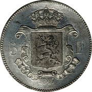 Belgium 5 Francs Leopold I. Pattern 1847  5 F L'UNION FAIT LA FORCE coin reverse Belgium 5 Francs Leopold I. Pattern 1847  5 F L'UNION FAIT LA FORCE coin reverse