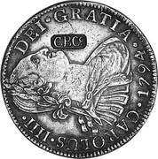 UK 5 Shillings ND KM# CC39 Scotland DEI GRATIA 1794 CAROLUS IIII coin obverse UK 5 Shillings ND KM# CC39 Scotland DEI GRATIA 1794 CAROLUS IIII coin obverse