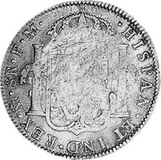 UK 5 Shillings Scotland Countermark ND (1811) Host Date 1796 KM# CC7 HISPAN ET IND REX M 8R F M coin reverse UK 5 Shillings Scotland Countermark ND (1811) Host Date 1796 KM# CC7 HISPAN ET IND REX M 8R F M coin reverse